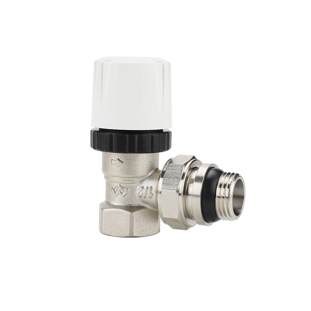 Термостатический радиаторный клапан Varmega VM104 угловой, с самоуплотняющимся полусгоном